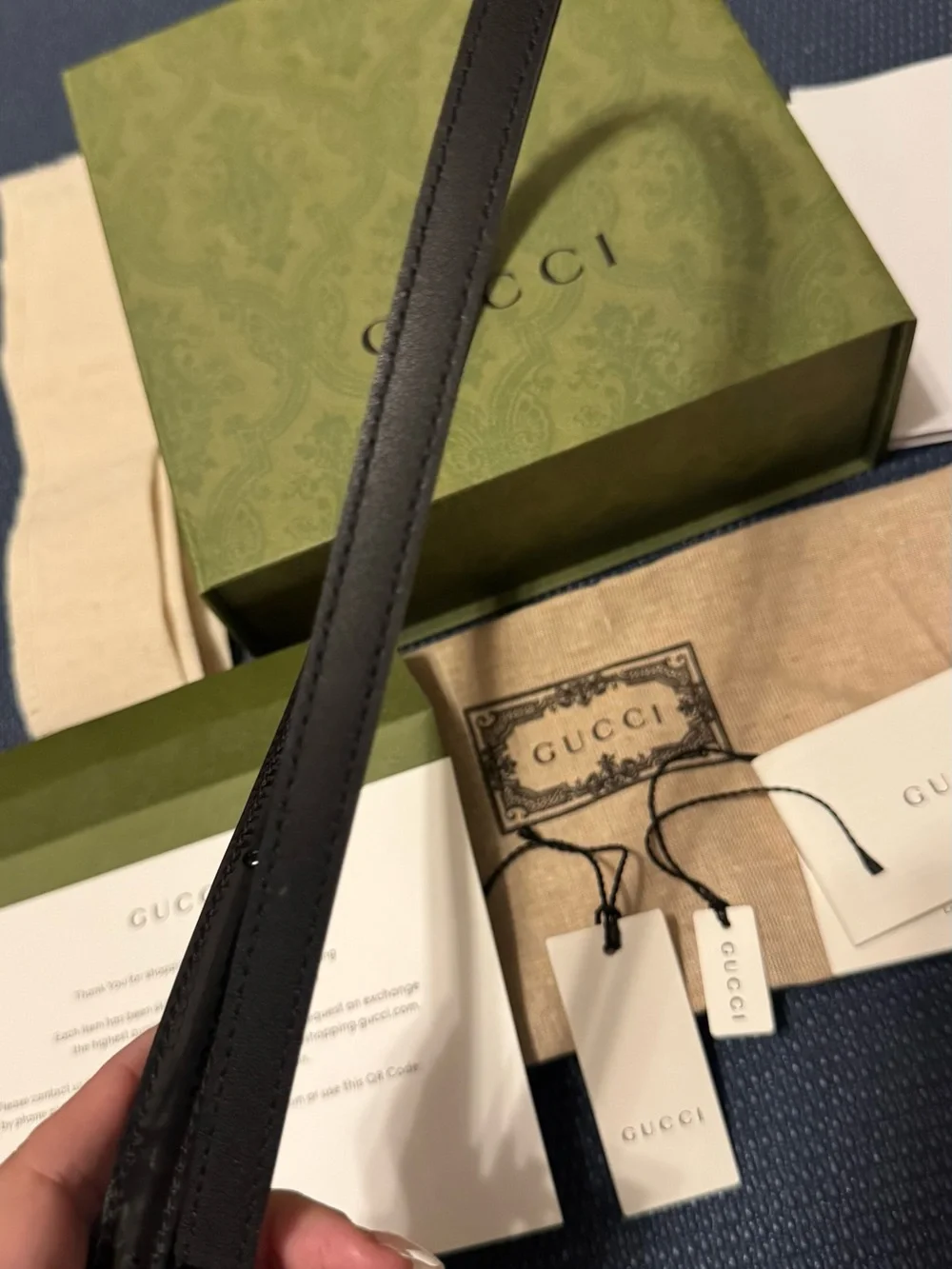 Gucci Black Leather Slim Belt (shiny) Size XS